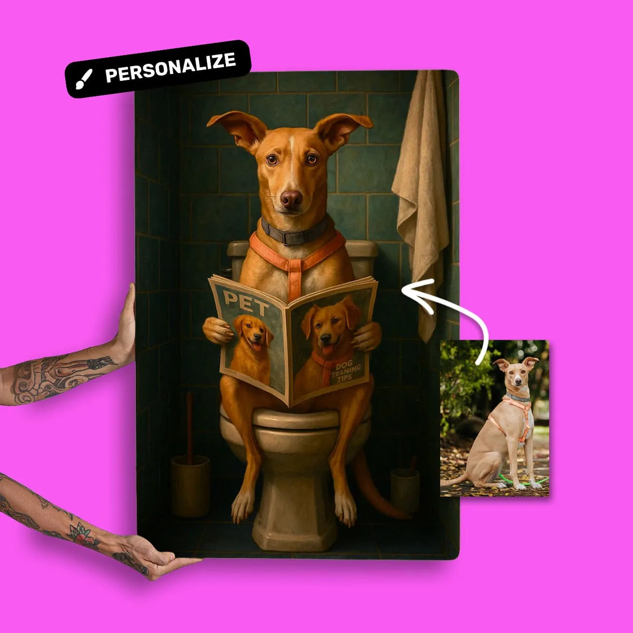 Quadro Personalizado - Seu Pet no Banheiro
