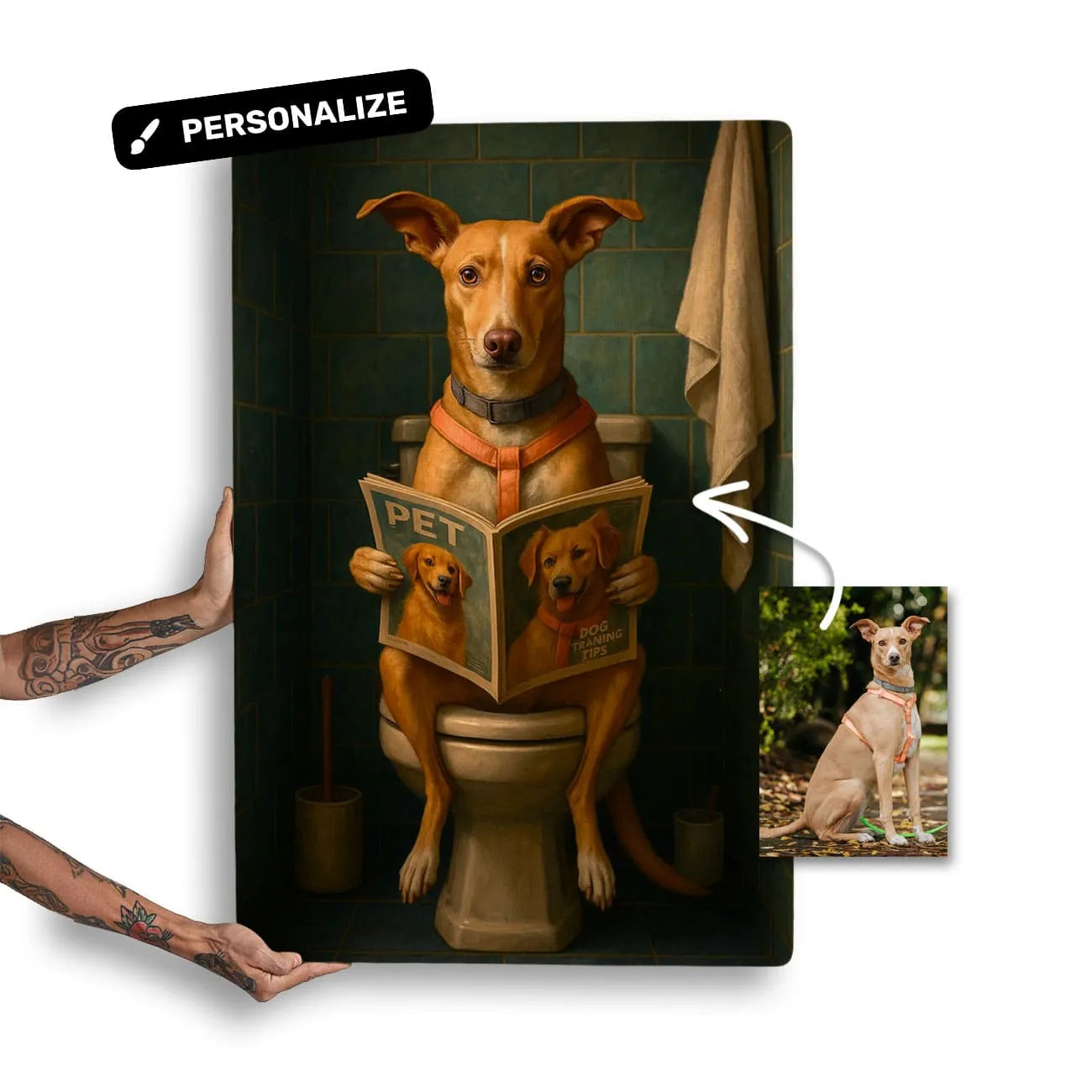 Quadro Personalizado - Seu Pet no Banheiro