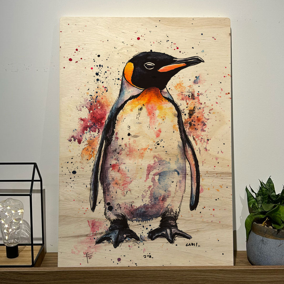 Quadro Decorativo - Fauna Aquarela Pinguim 50 x 33 cm - Muralist Decor