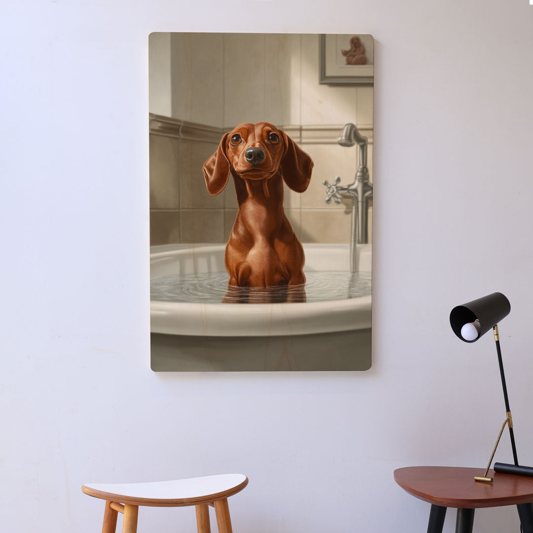 Quadro Decorativo  - Dachshund na banheira