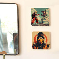 Quadro Decorativo - Kit Game Retrô Street Figther e Mortal Kombat 20x20 cm - Muralist Decor