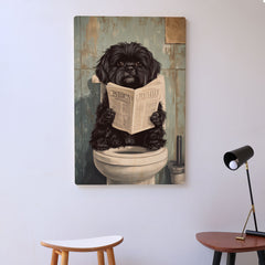 Quadro Decorativo  - Shitzu no banheiro