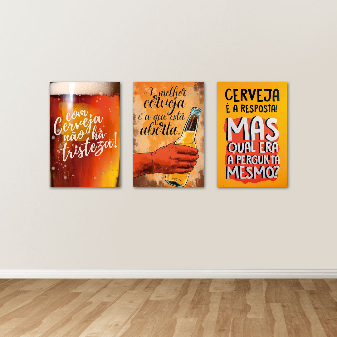 Placa Decorativa Trio Cerveja