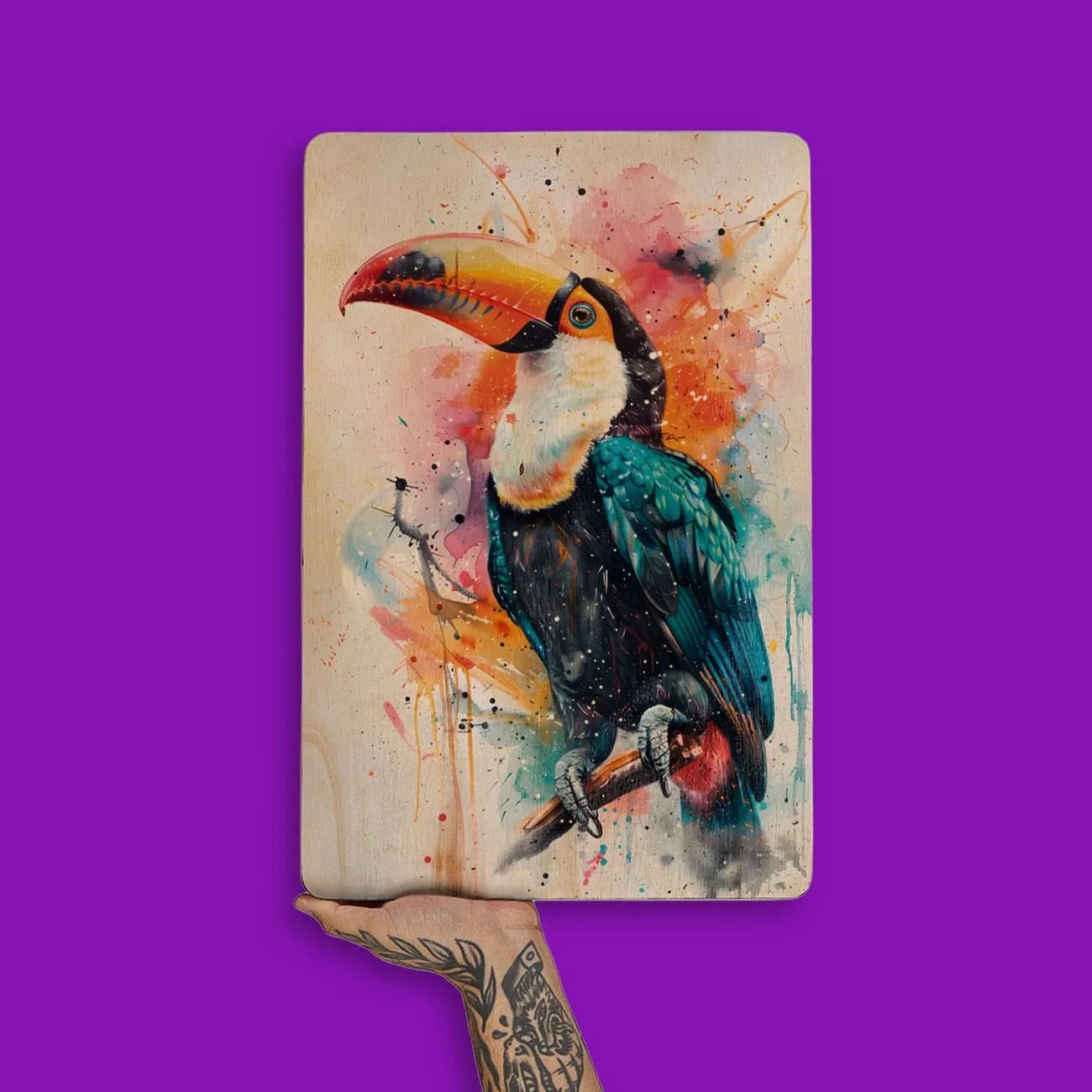 Quadro Decorativo -  Fauna Aquarela Tucano