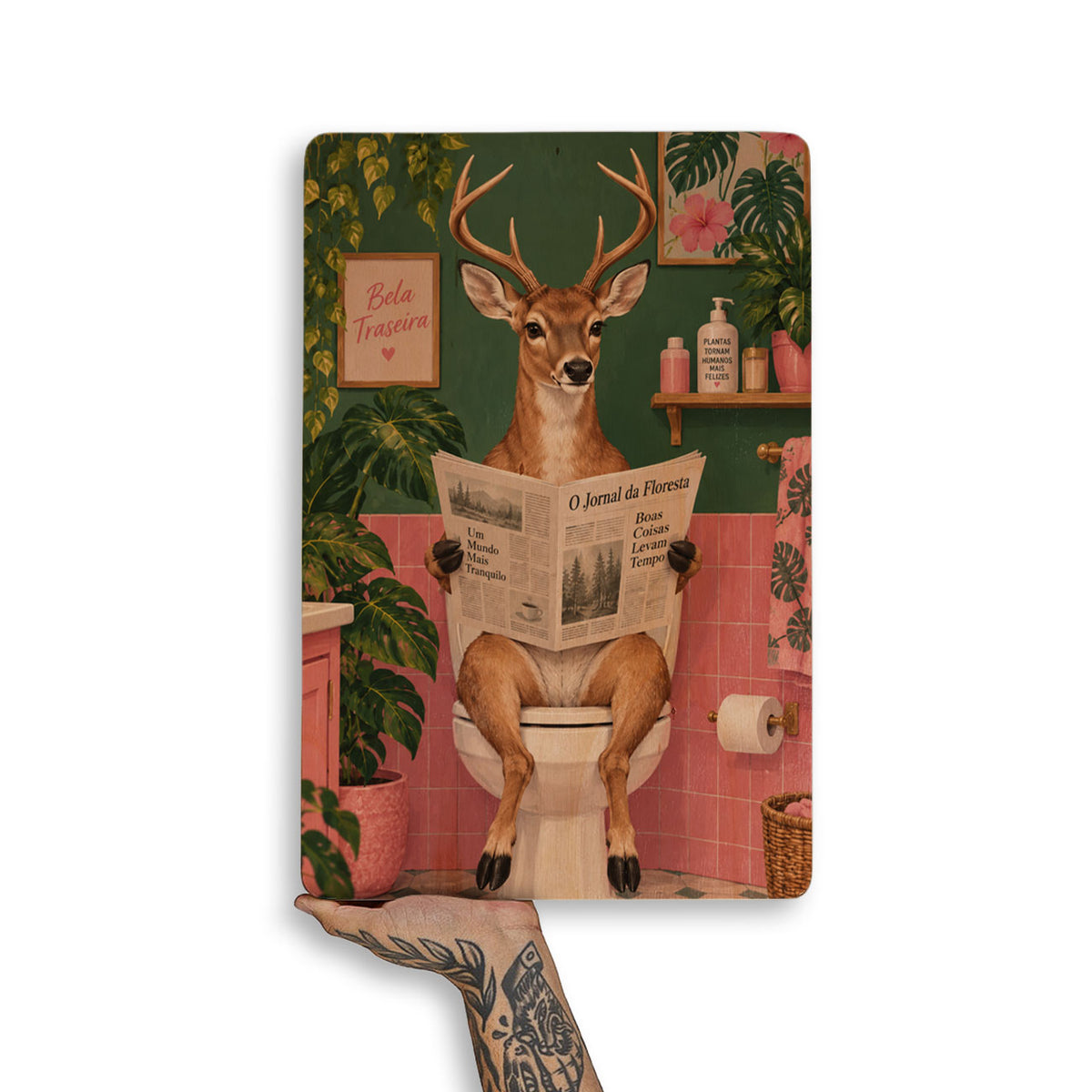 Quadro Decorativo  - Veado no Banheiro