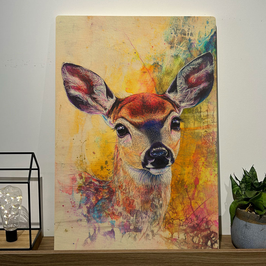 Quadro Decorativo - Fauna Aquarela Veado 50 x 33 cm - Muralist Decor