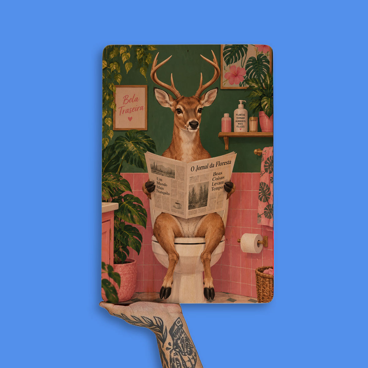 Quadro Decorativo  - Veado no Banheiro