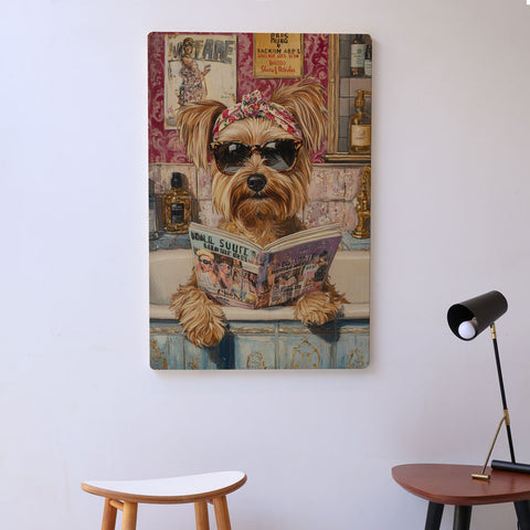 Quadro Decorativo  - Yorkshire na banheira
